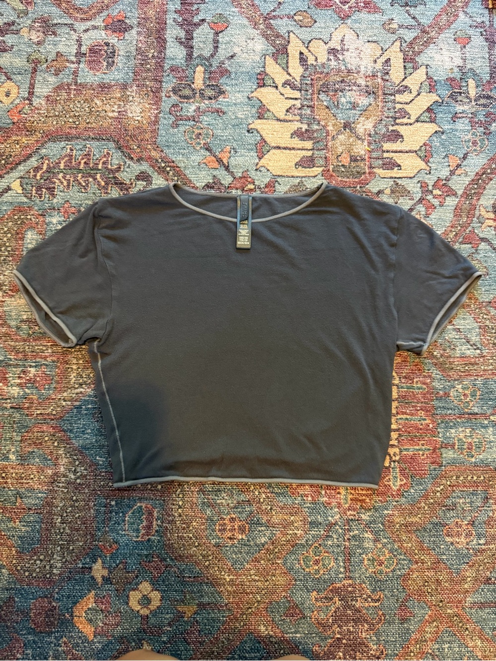 SKIMS Gray Crop Tee
